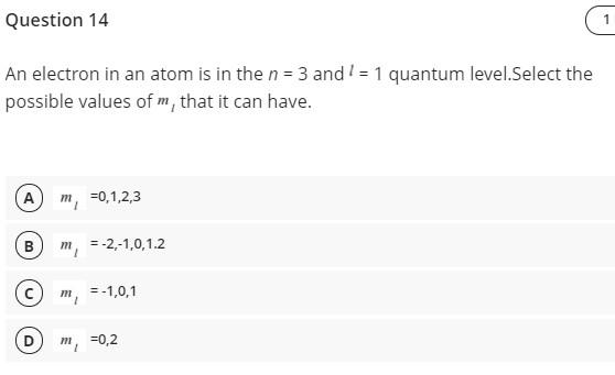 Question 14 1 An electron in an atom is in the