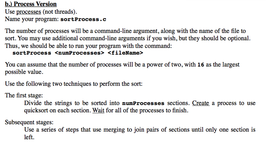  Writing quicksort using processes, and then quicksort using threads (both in