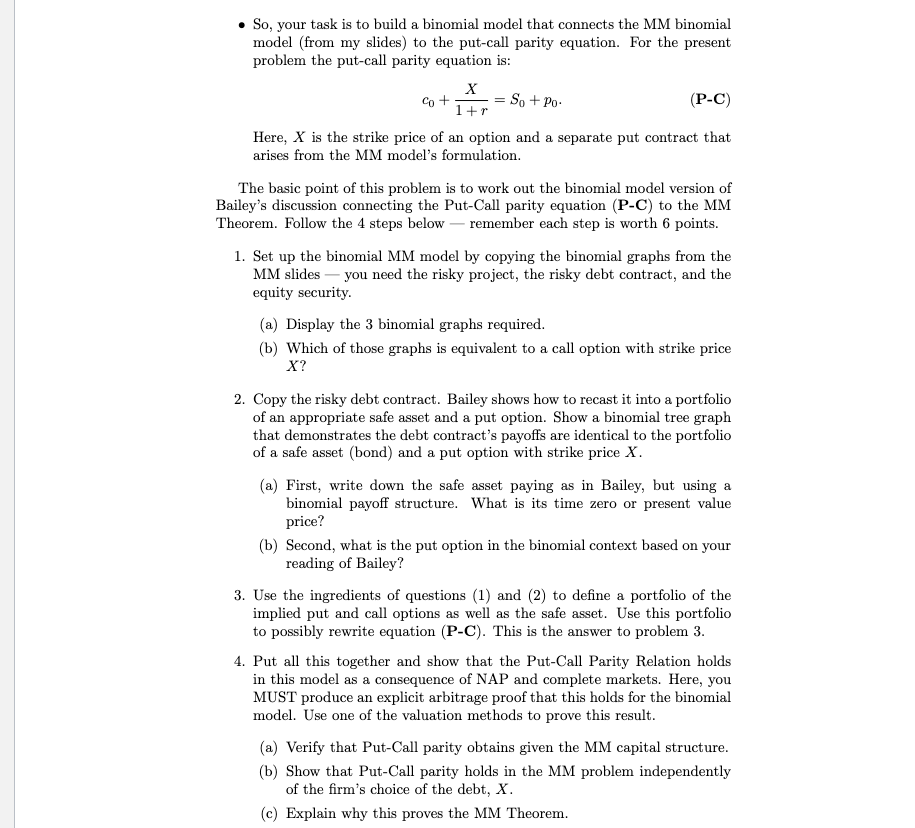  - So, your task is to build a binomial model that