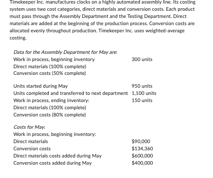 1. What are the equivalent units for direct materials for May