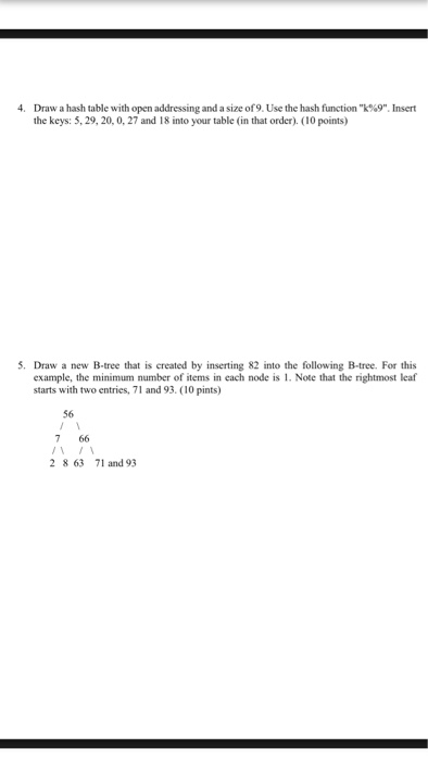  Draw a hash table with open addressing and a size of