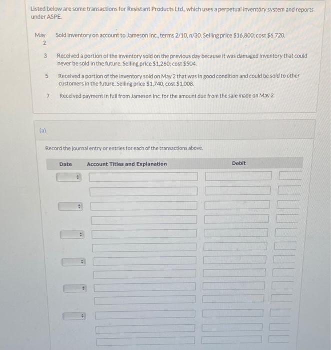 inventory system. The company had the following inventory transactions in April: April