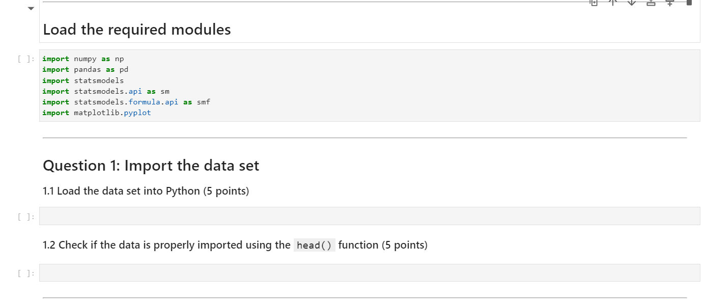 column headers. The data is a set of quarterly observations on a