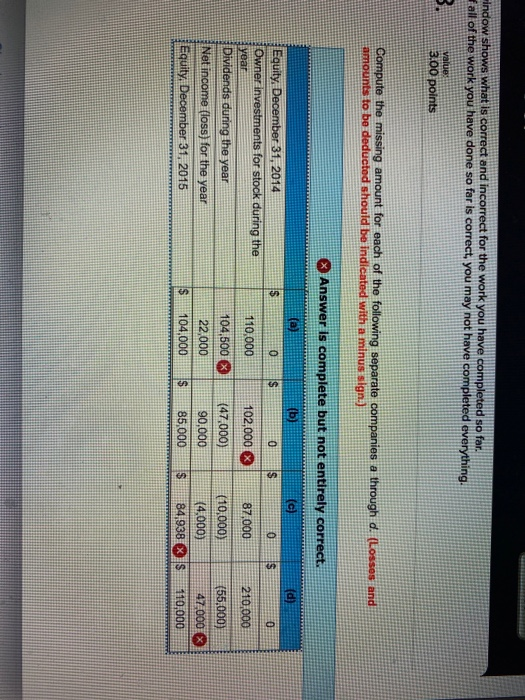  window shows what is correct and incorrect for the work you
