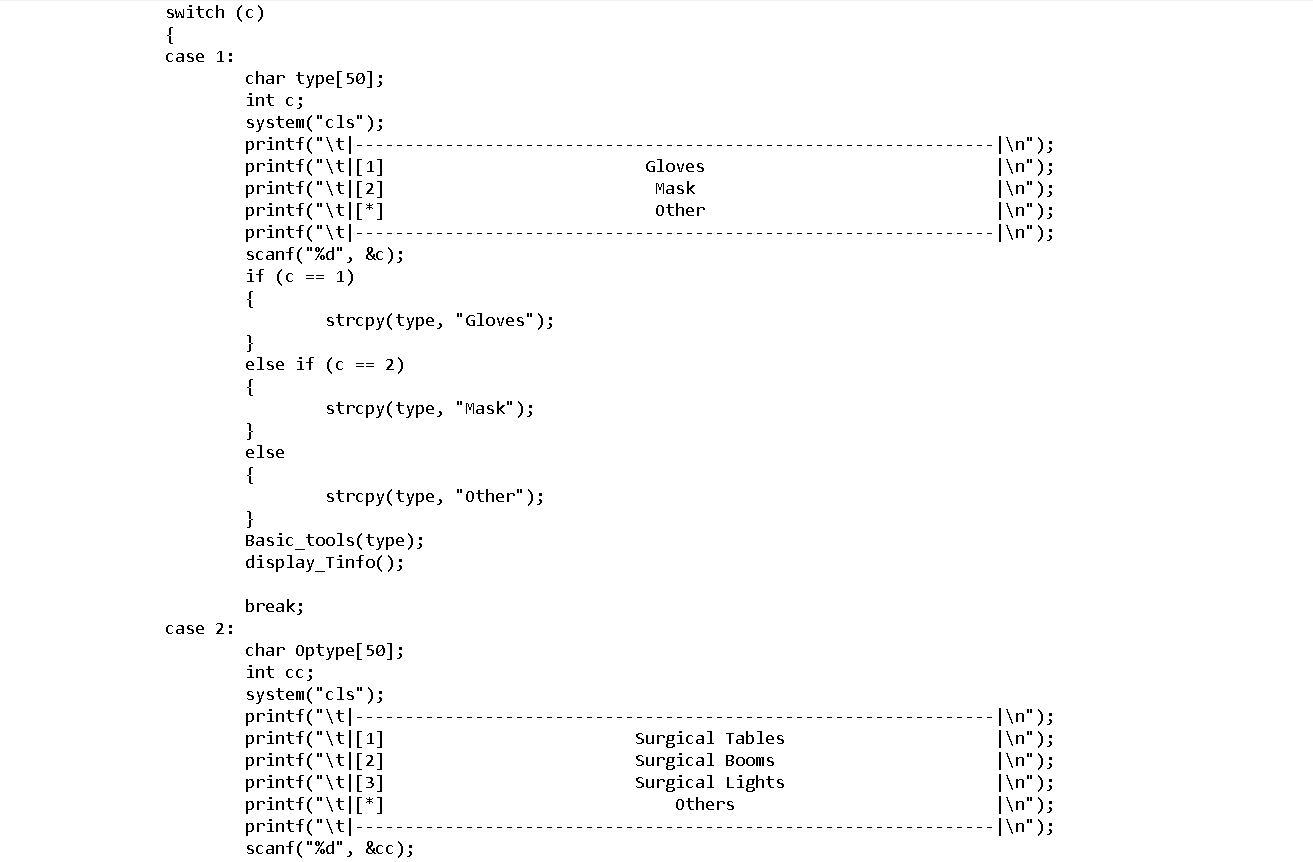 and display back from file void load_Tinfo(); void load_cinfo(); void load_operation Room