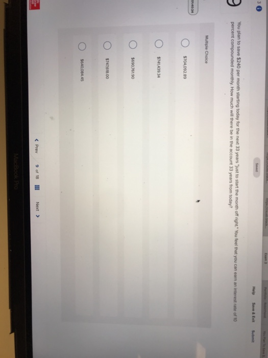  Help Save & ExitSubmi You plan to save $240 per month