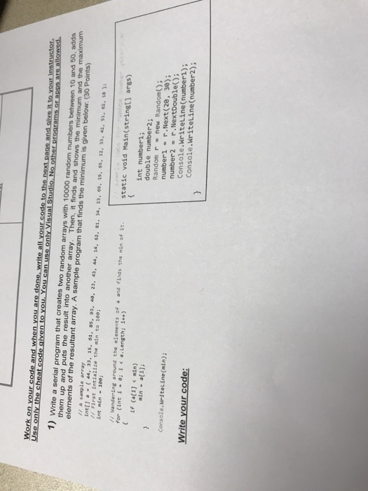  1) Write a serial program that creates two random arrays with