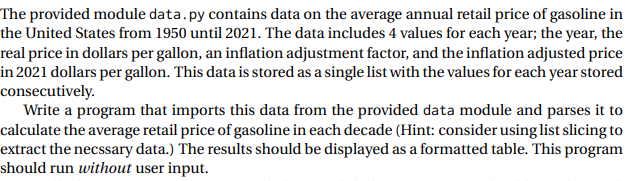  The provided module data. py contains data on the average annual
