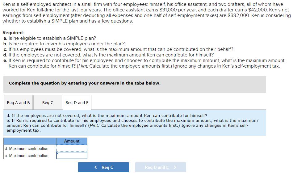  Ken is a self-employed architect in a small firm with four