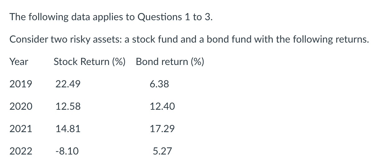  What is the expected return for the stock fund? what is