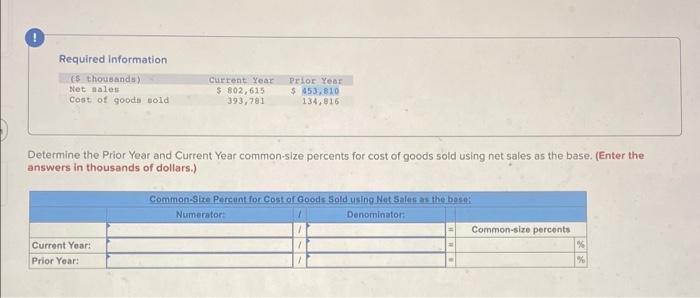Net sales Current Year Prior Year $ 802,615 393,781 Cost of goods