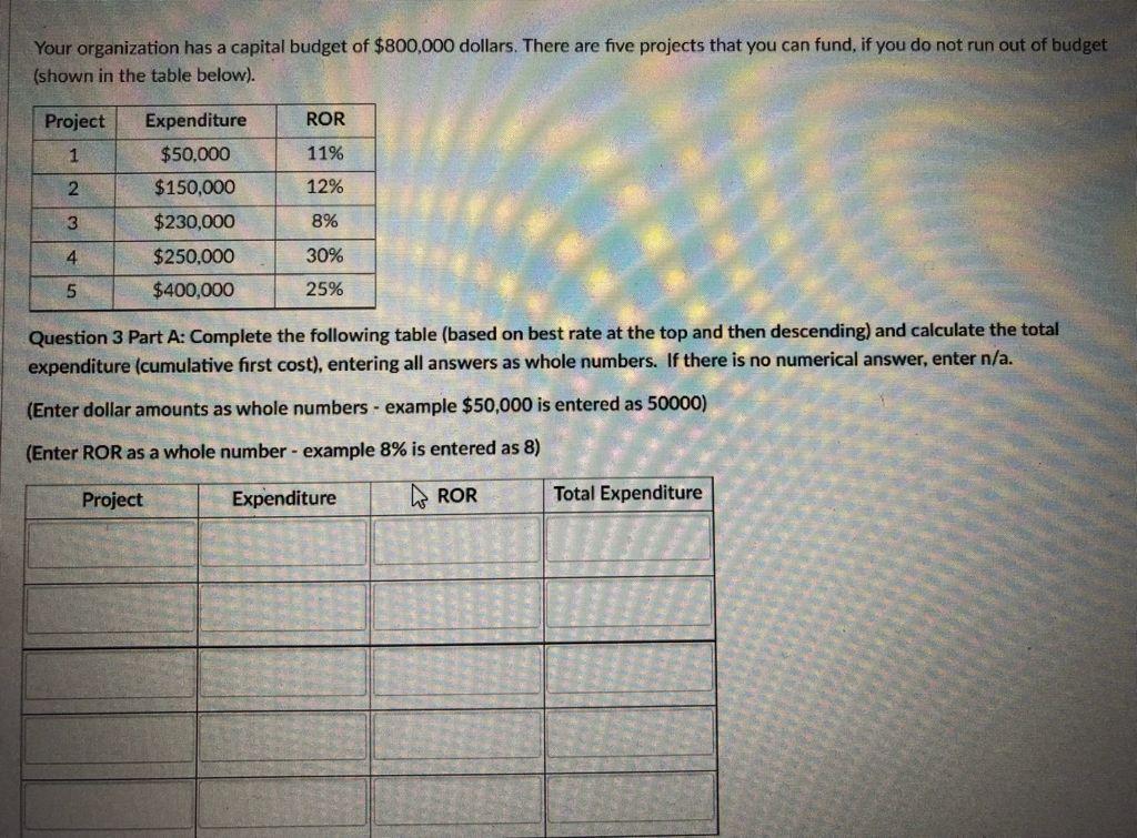 please answer all parts to avoid the mistake Your organization has a