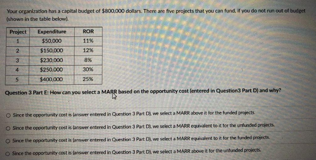 $250.000 $400,000 3 8% 4 30% 5 25% Question 3 Part A: