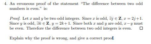 1. An erroneous proof of the statement "The difference between two