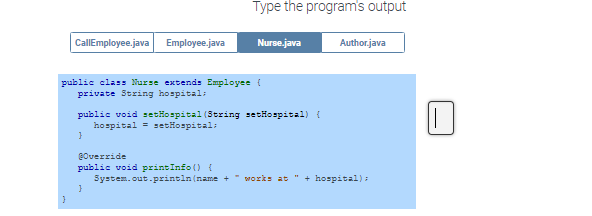 () { System. out .println(name + " writes "+ genre ) :Type