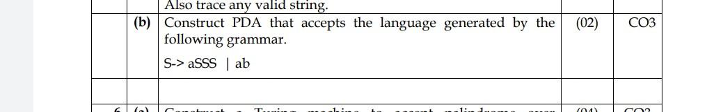please slove correct answer (02) ( Also trace any valid string.