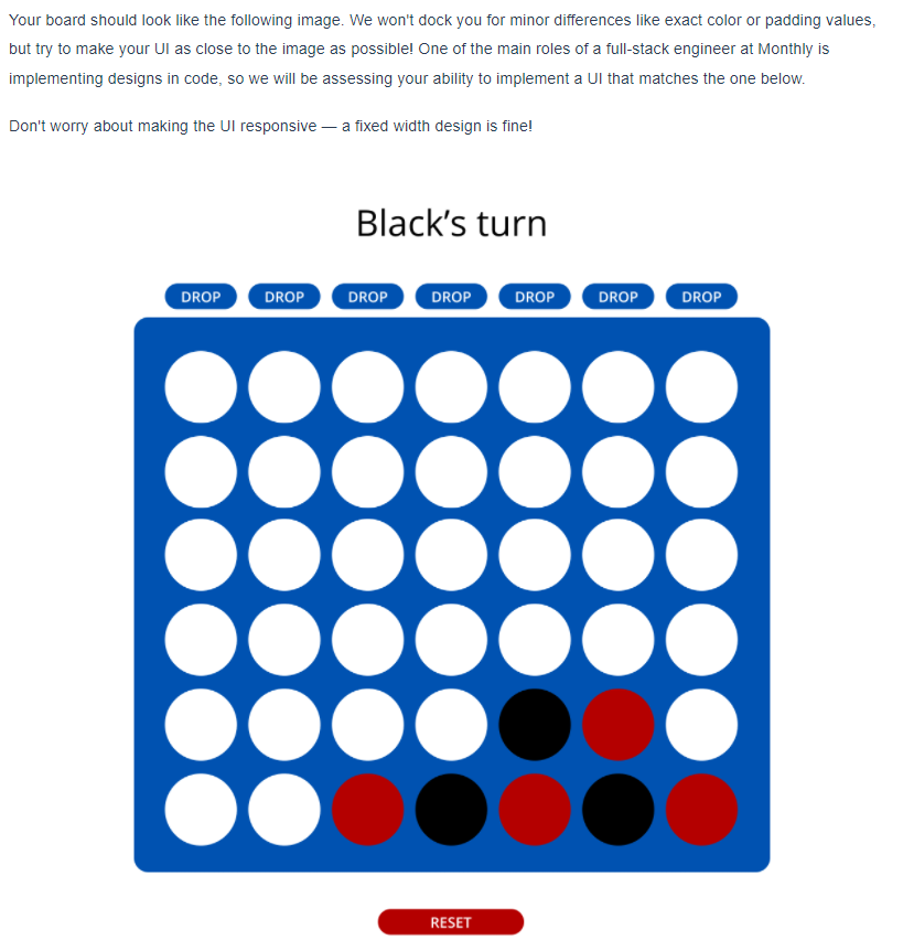 Create the picture UI above in React.JS Your board should look