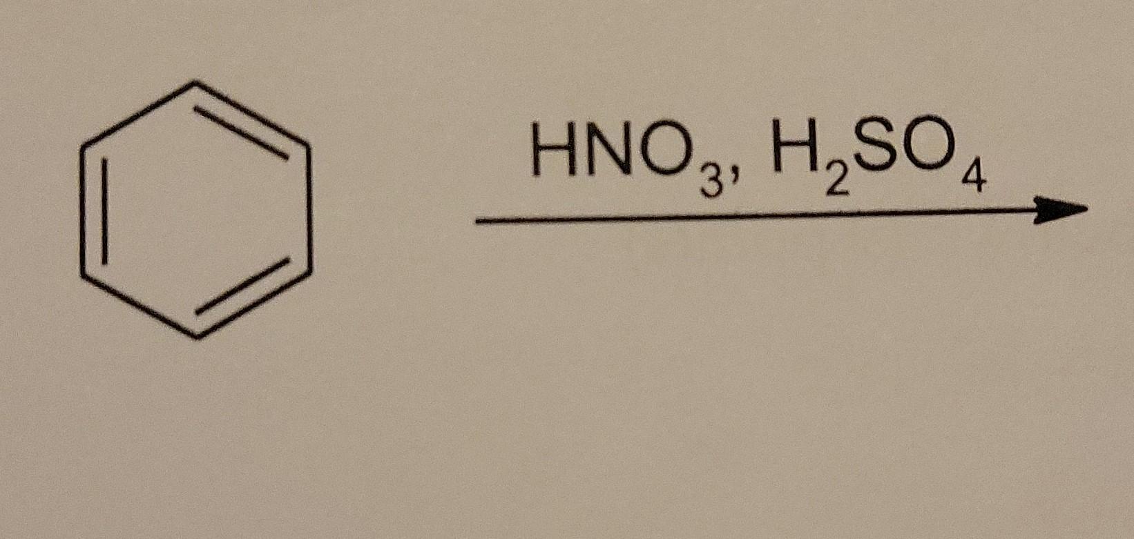 Write a complete electron pushing mechanism for the reaction below. HNO3,