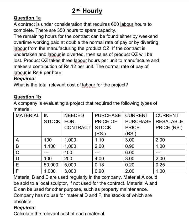  Material B and E are used regularly in the company. Material