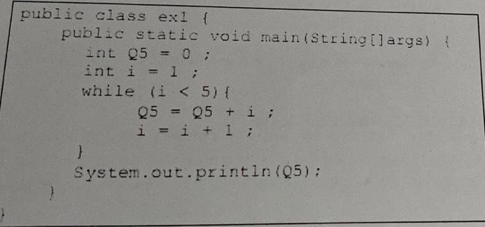 what is the value contained in the variable Q5 when executing the
