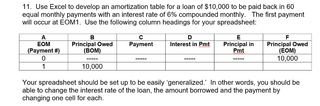 Please help out with this problem, thanks in advance! 11. Use Excel