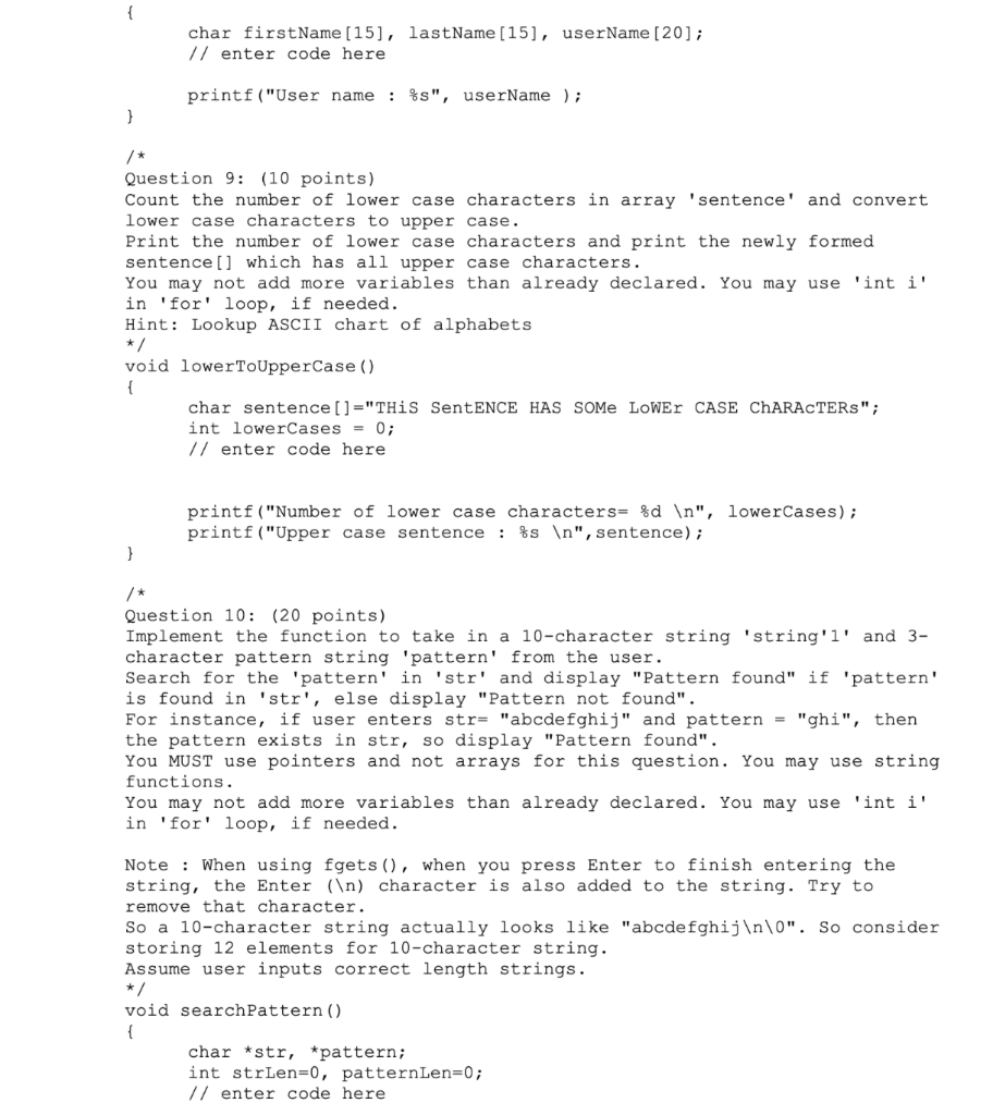 functions used in the program, as needed // DO NOT modify main