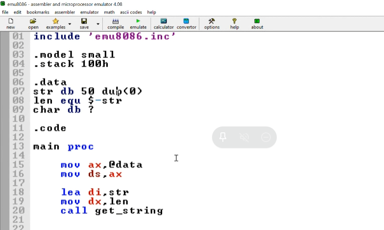 1. Write a program that searches for a character inside a string.