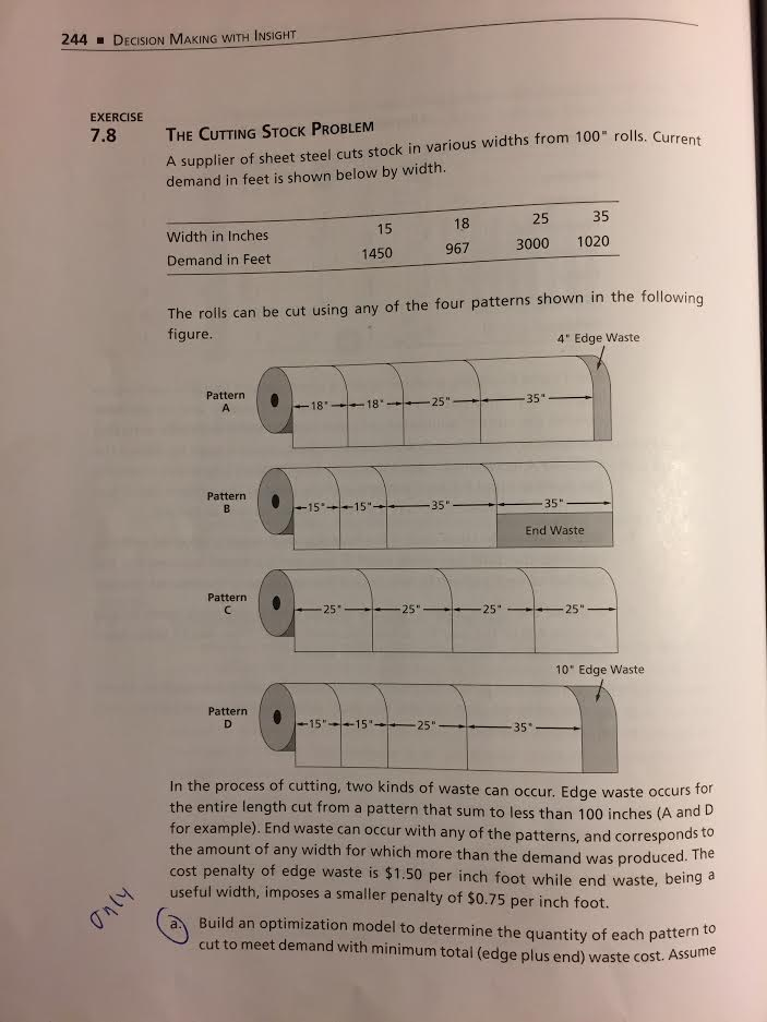  Please show work in Excel. a. Build an optimization model to