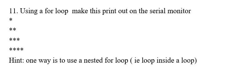  c++ 11. Using a for loop make this print out on