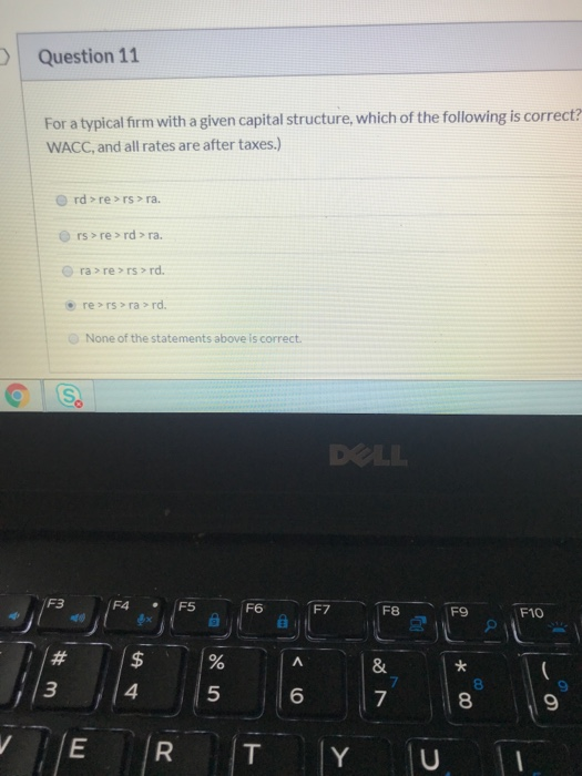 For a typical firm with a given capital structure, which of the