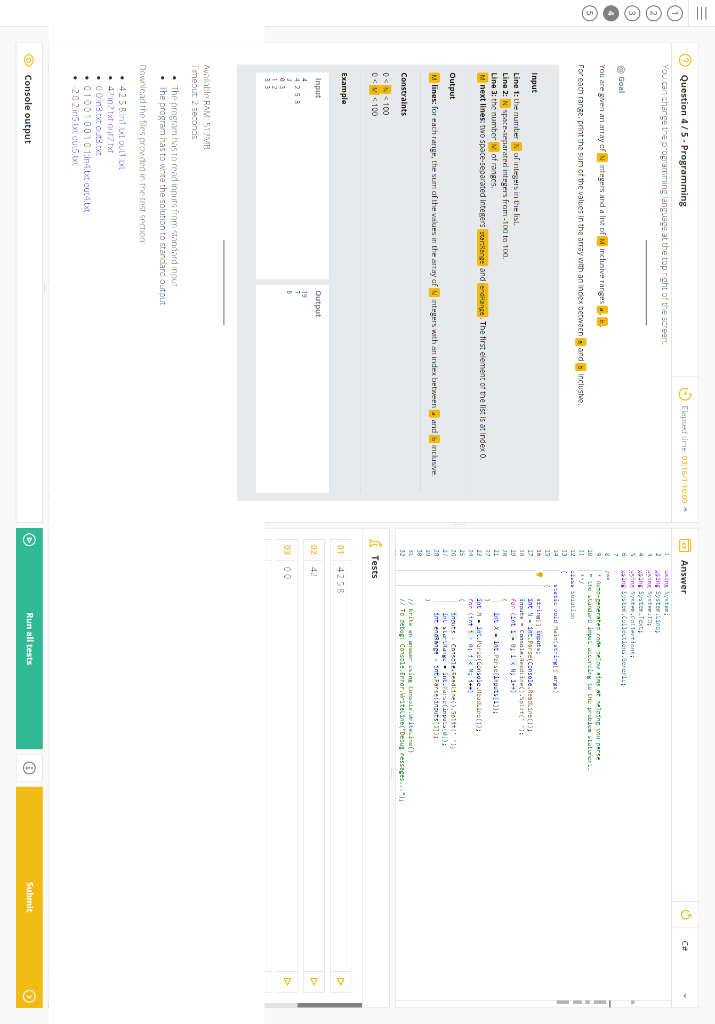  please solve, include all code and specify what language you are