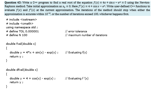 rule Question 31: Write a C++ program to evaluate the integral of
