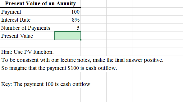 Please include all the details and how to solve Present Value of
