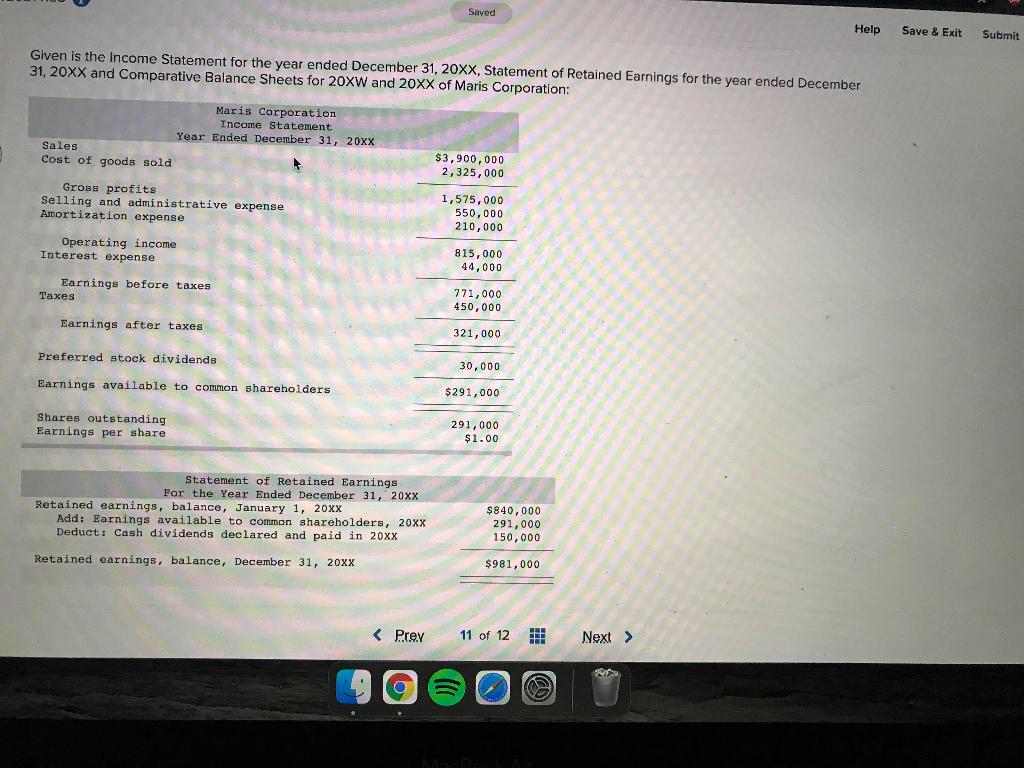 Cash Flows For the Year Ended December 31, 20XX Operating Activities: Net