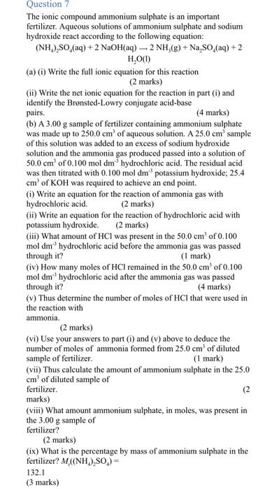 need help in all question 7 pleaseee Question 7 The ionic compound