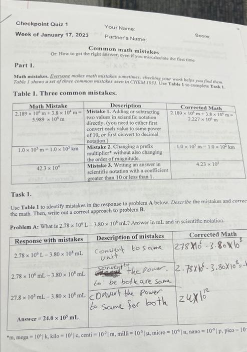  Part 1. Math mistakes. Eixowene makes math mistaker sometimes; checking your