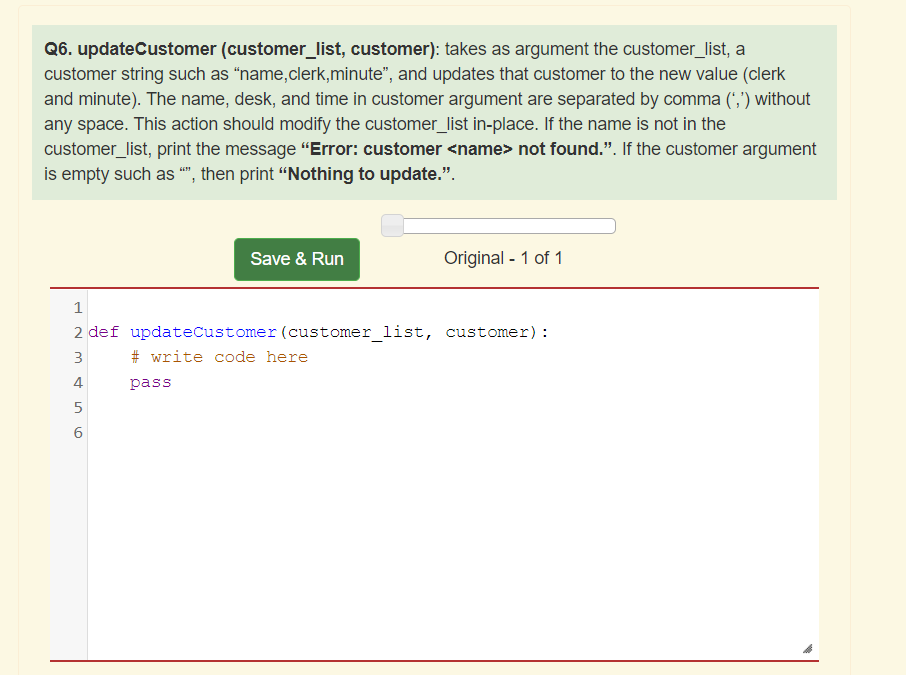 Python help Please this question does not require actual customer list.