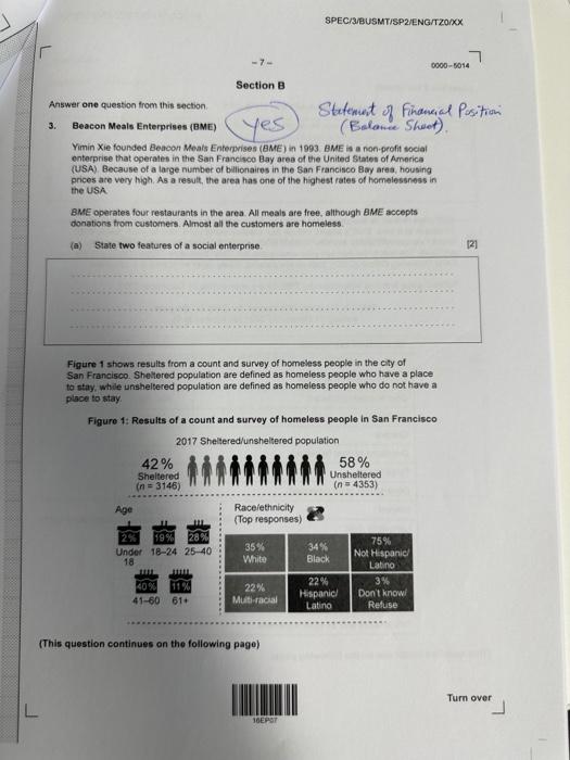  r L 3. Answer one question from this section. Beacon Meals