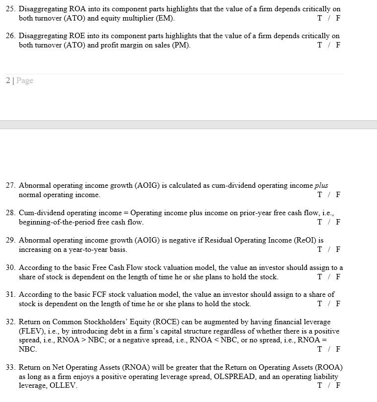 please kindly answer all please. just answer True or False no explanation.