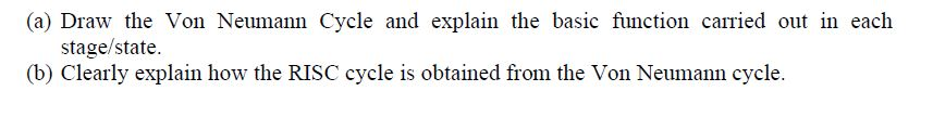 (a) Draw the Von Neumann Cycle and explain the basic function