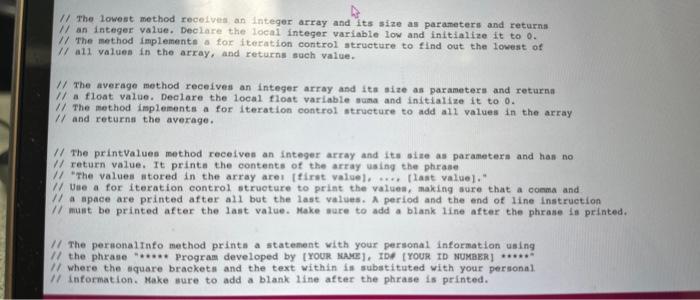 its size as parameters int addValues (???); 11 this method receives an