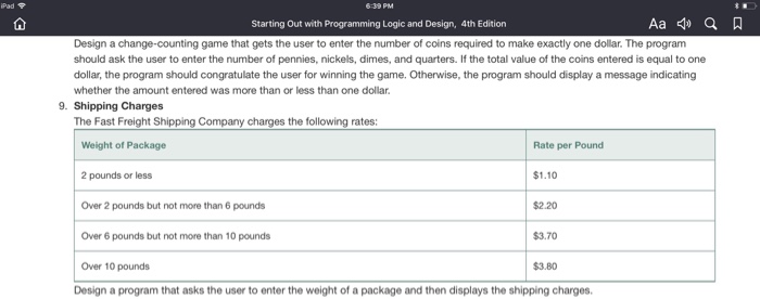  Pseudocode please Pad Starting Out with Programming Logic and Design, 4th