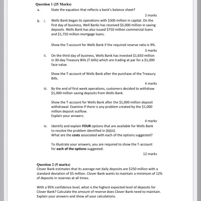  a. Question 1 (25 Marks) State the equation that reflects a