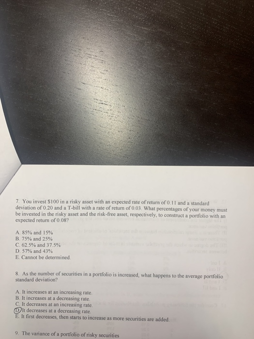 6. An investor invests 35% of his wealth in a risky asset