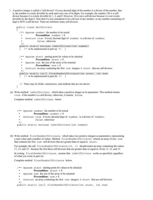  1. A positive integer is called a "self-divisor" if every decimal
