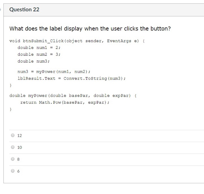 Math.Pow (numlPar, num2Par) O 13 O 17