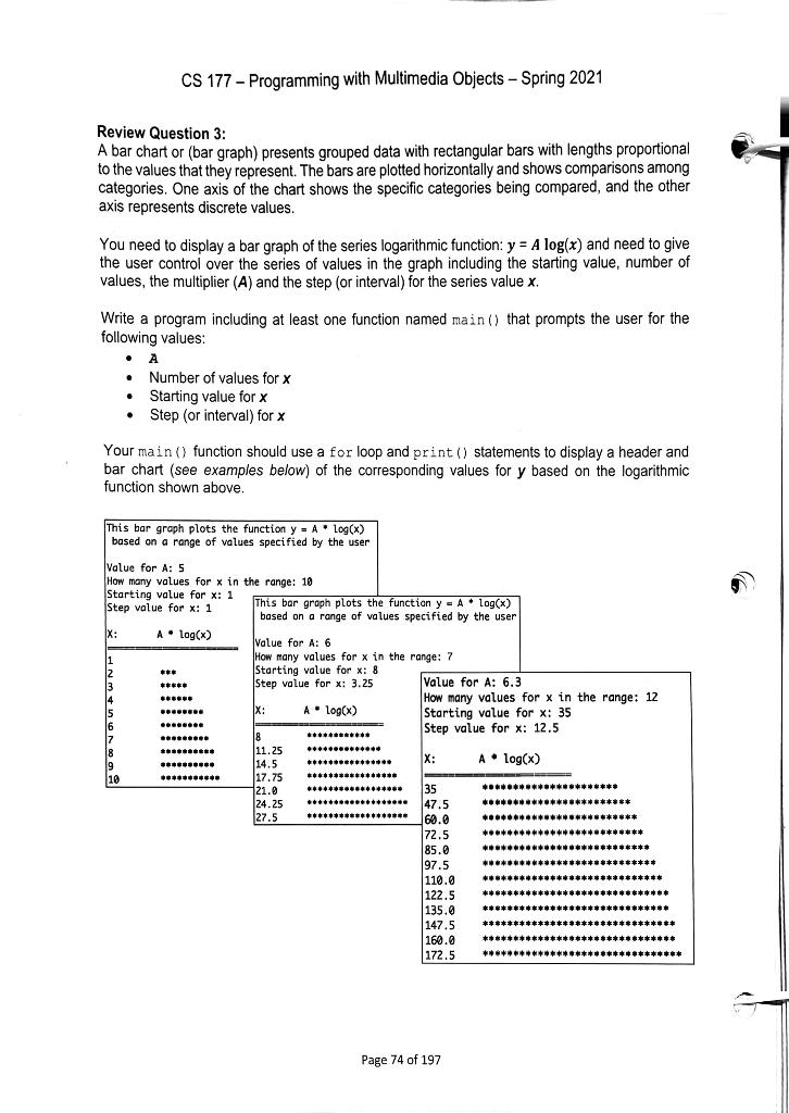  Python program help! CS 177 - Programming with Multimedia Objects -