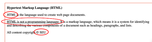 Write a complete HTML code that produces the following output using