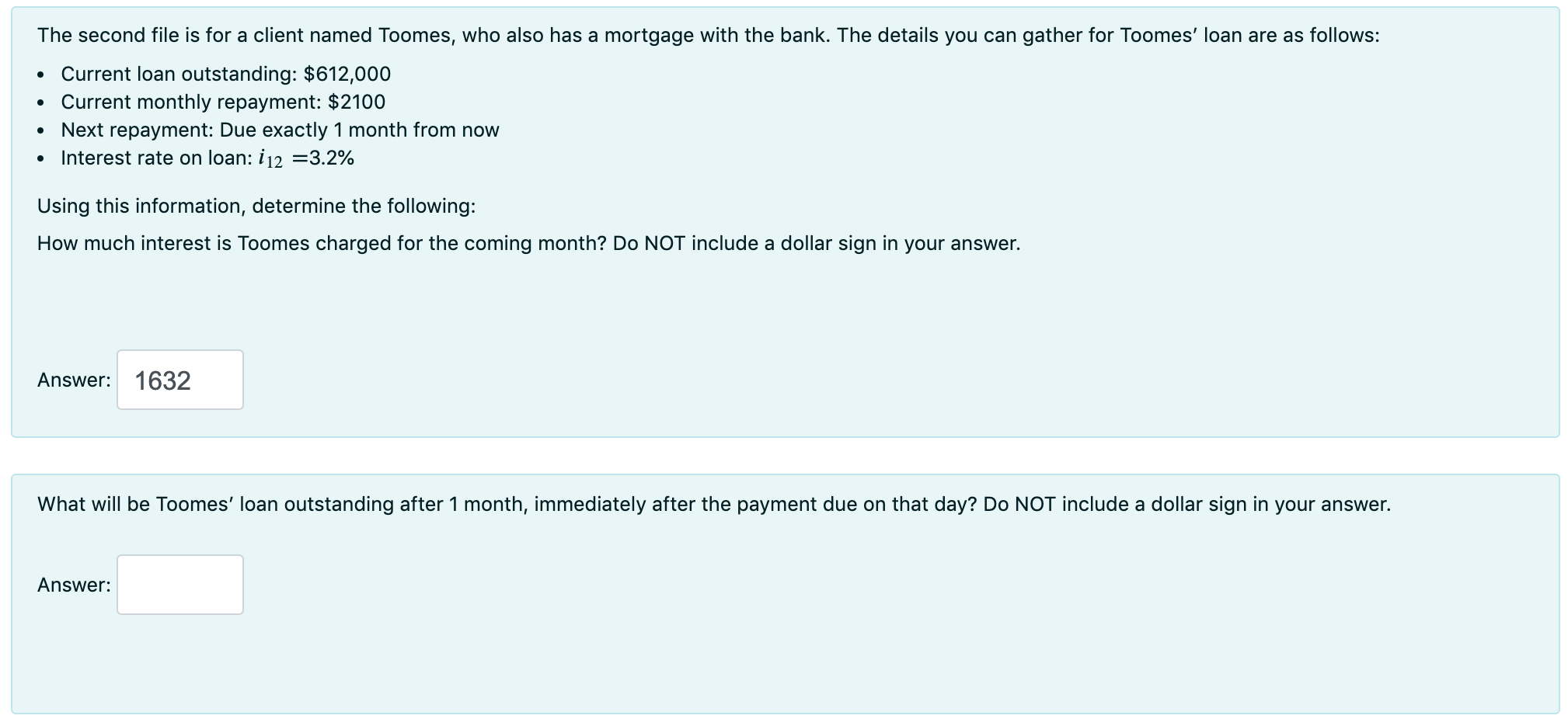 . The second file is for a client named Toomes, who