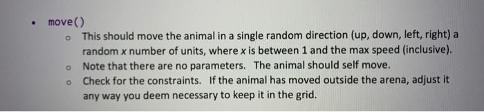 On this grid you will keep track of various animal objects as